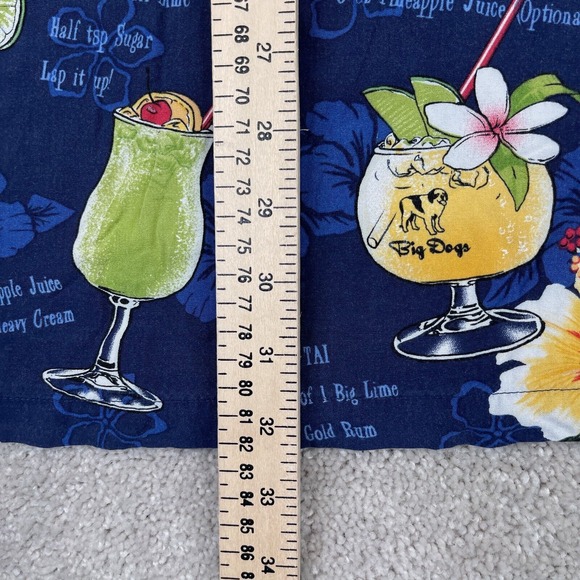Big Dogs Shirt Mens 2X Blue Hawaiian Drinks Aloha Travel Dad Loop‎ Collar VTG - Picture 12 of 13